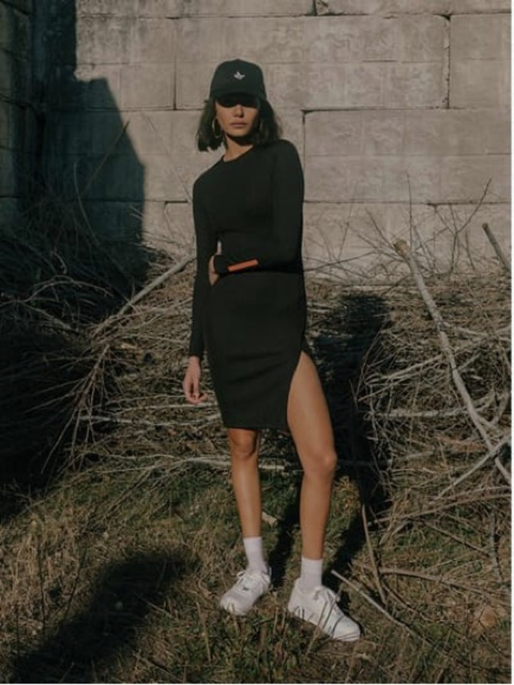 KITH Hanna Fitted Black Rib Long Sleeve Bodycon Dress